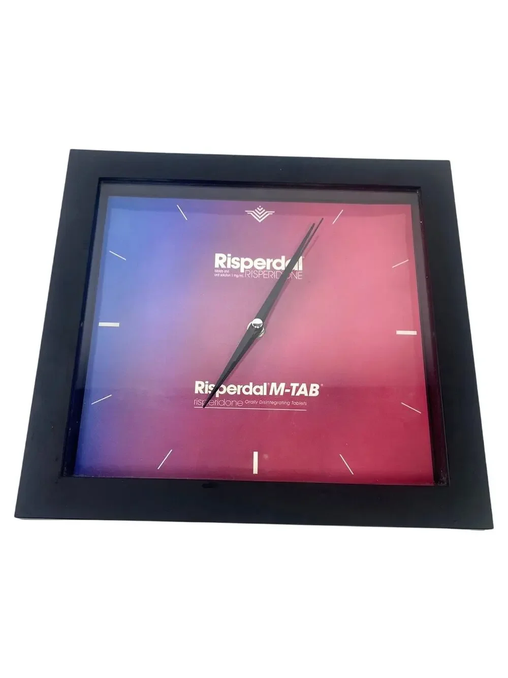 Risperdal M-TAB Drug Rep Promotional Wall Clock 10.5 x 11 Tested Working